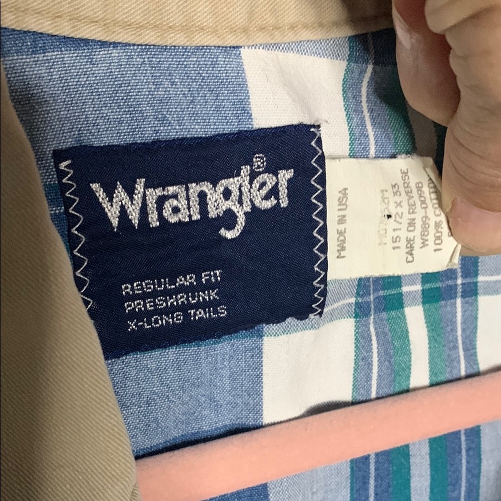WRANGLER Vintage Denim Plaid Sleeveless Summer Work Button Down Shirt - Picture 3 of 6